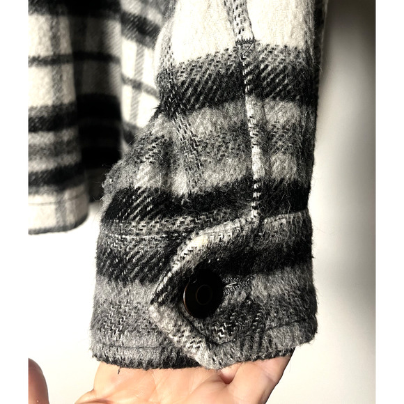 Zara Black and White Plaid Wool Blend Oversized Shirt Jacket M Comfy Shacket - Picture 7 of 9